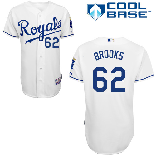 Aaron Brooks #62 MLB Jersey-Kansas City Royals Men's Authentic Home White Cool Base Baseball Jersey
